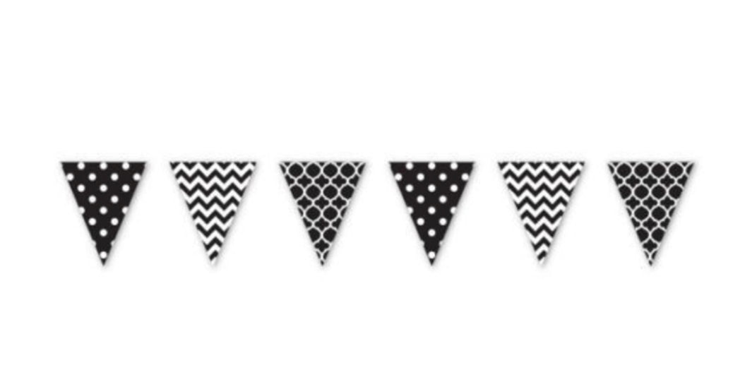 BLACK & WHITE PENNANT BANNER
