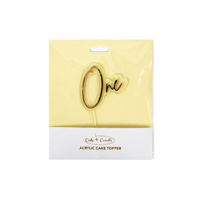 ONE GOLD & CLEAR ACRYLIC CAKE TOPPER