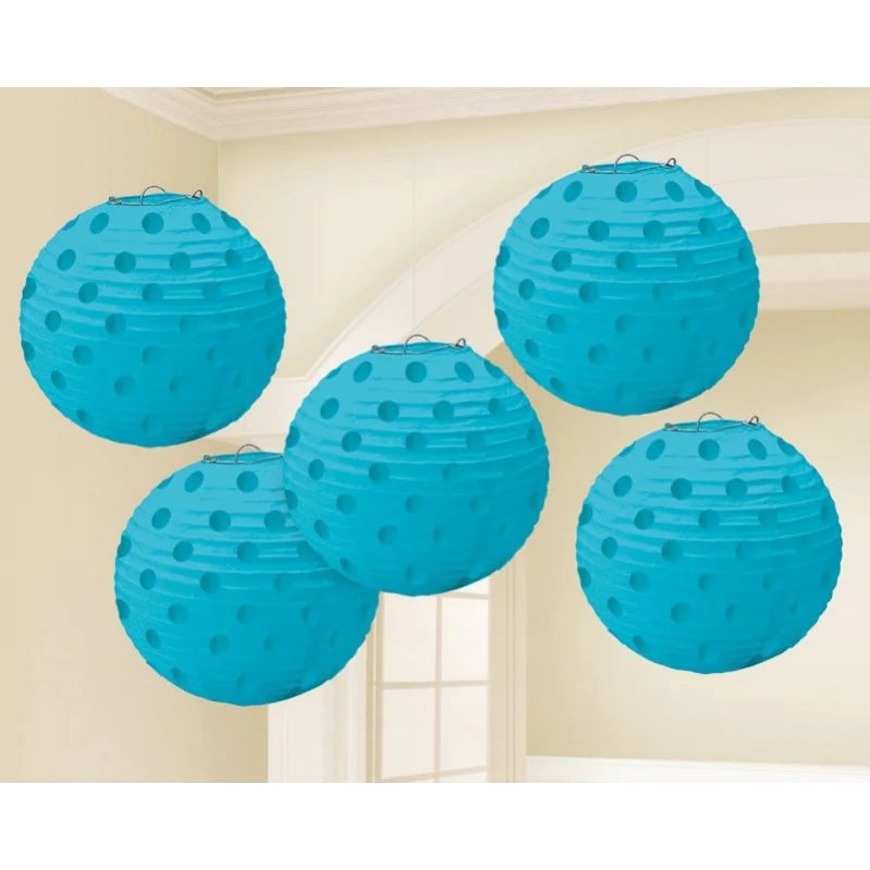 MINI PAPER PAPER LANTERNS 5PK - BLUE