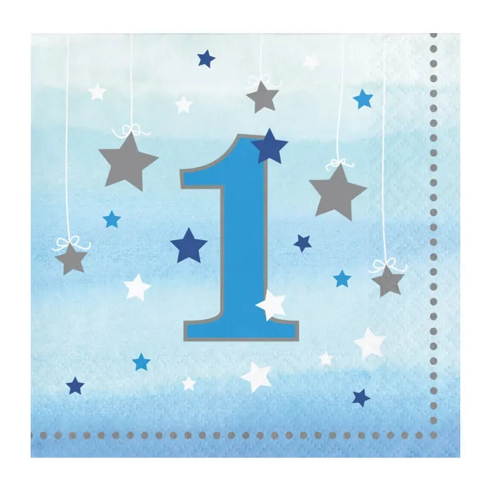ONE LITTLE STAR BOY NUMBER 1 SMALL NAPKINS (PACK OF 16)