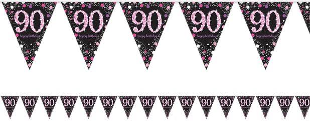 PINK CELEBRATION 90TH BIRTHDAY FLAG BANNER