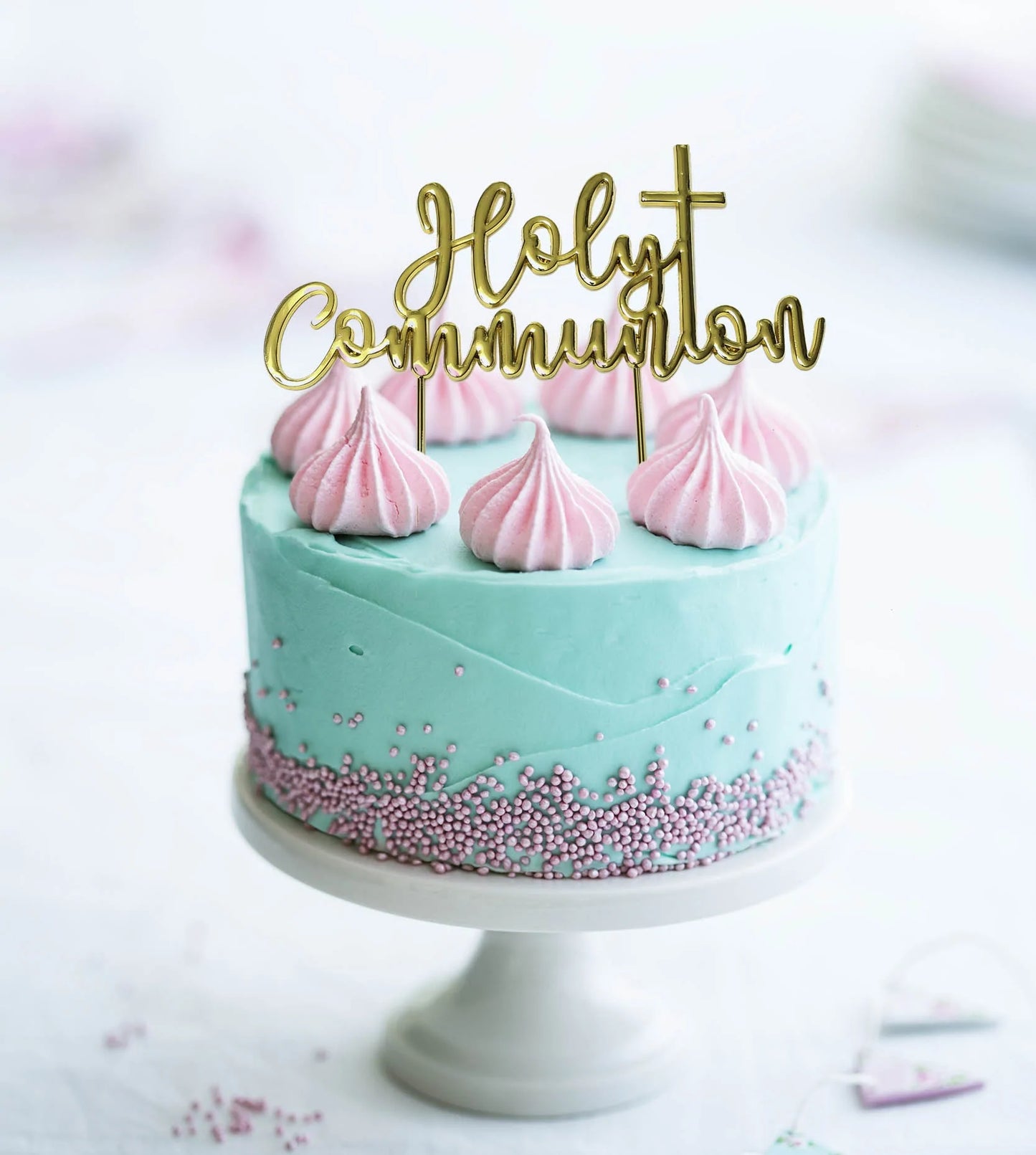 HOLY COMMUNION GOLD METAL CAKE TOPPER