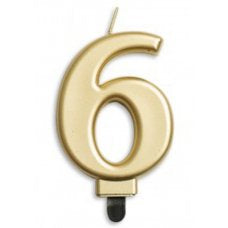 METALLIC GOLD NUMBER 6 CANDLE