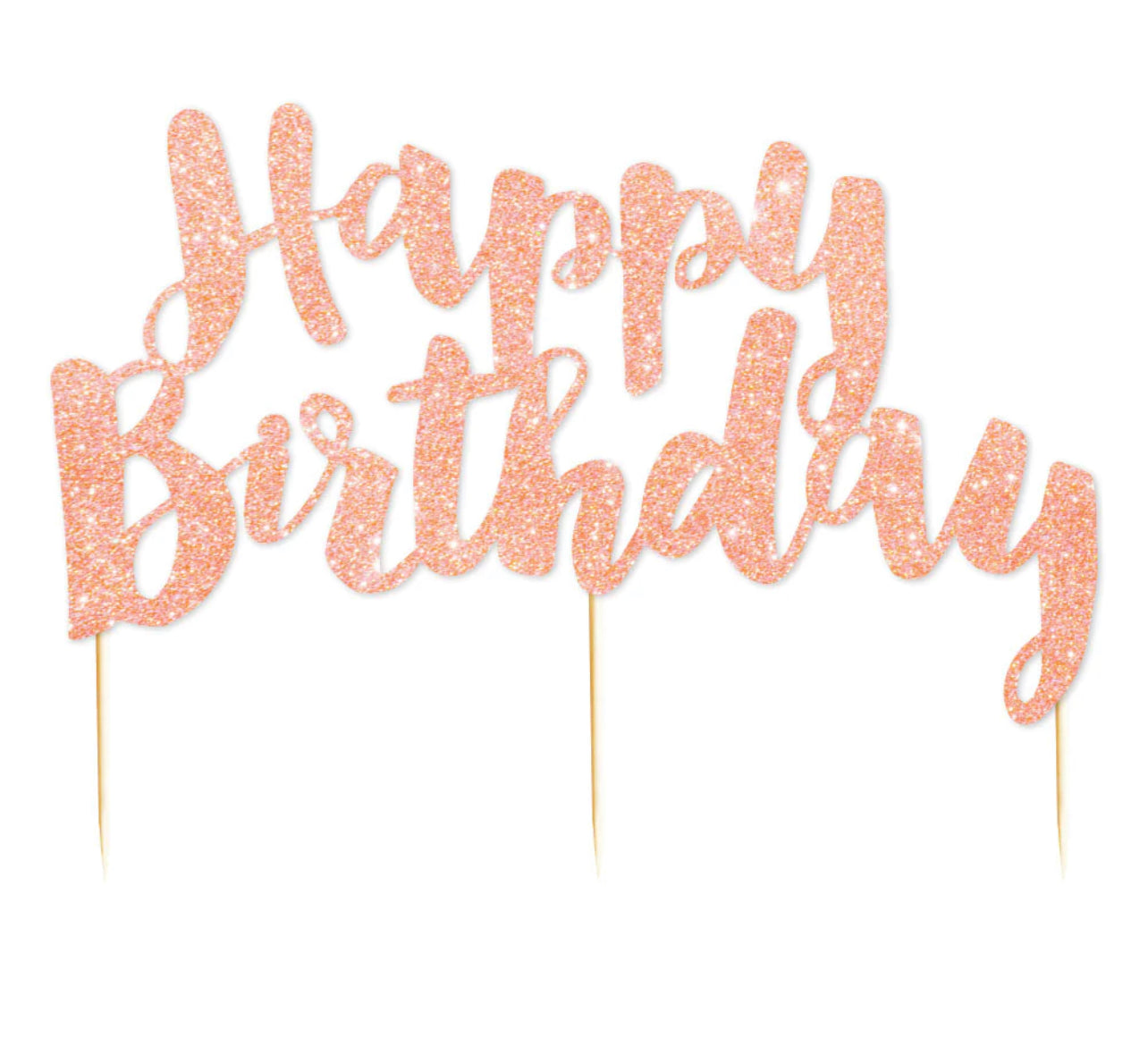 HAPPY BIRTHDAY ROSE GLITTER CAKE TOPPER