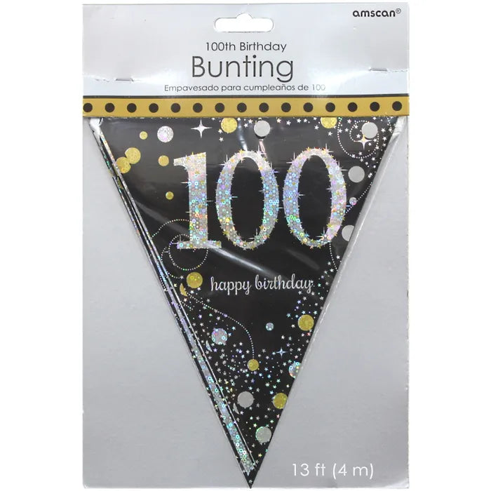 SPARKLING CELEBRATION 100TH BIRTHDAY FLAG BANNER
