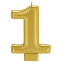 METALLIC GOLD NUMBER 1 CANDLE
