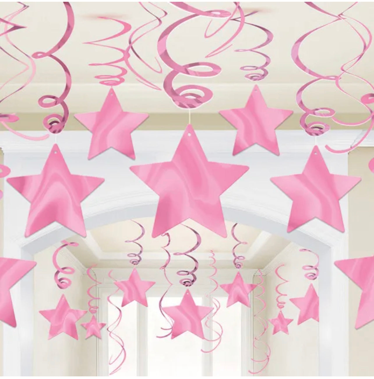 STAR SWIRL DECORATIONS PK30 - PINK