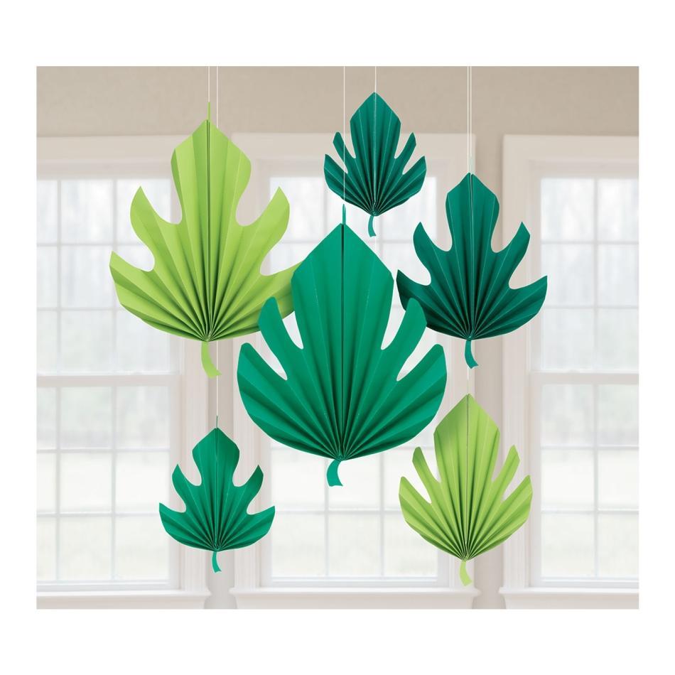 Palm Leaf Shaped Fan Decorations - Green