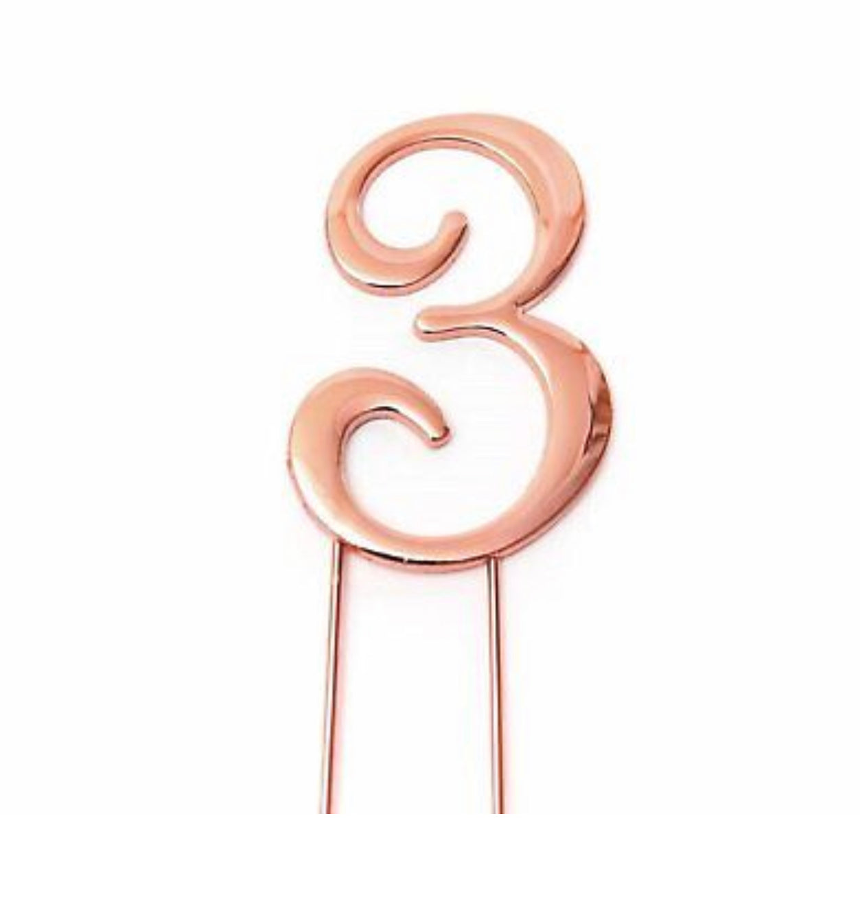 ROSE GOLD NUMBER 3 CAKE TOPPER
