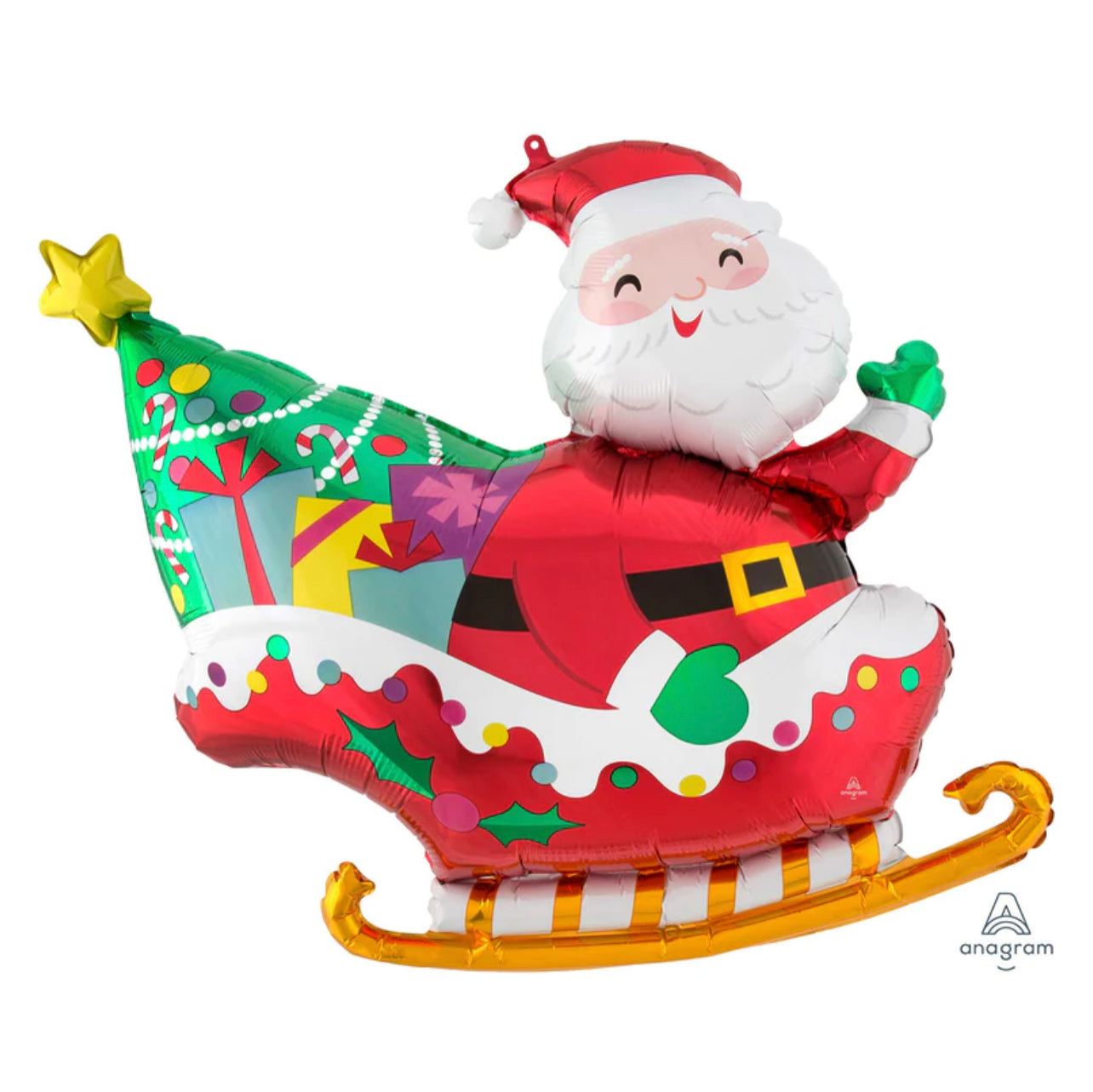 SANTA ON SLEIGH SUPERSHAPE FOIL BALLOON