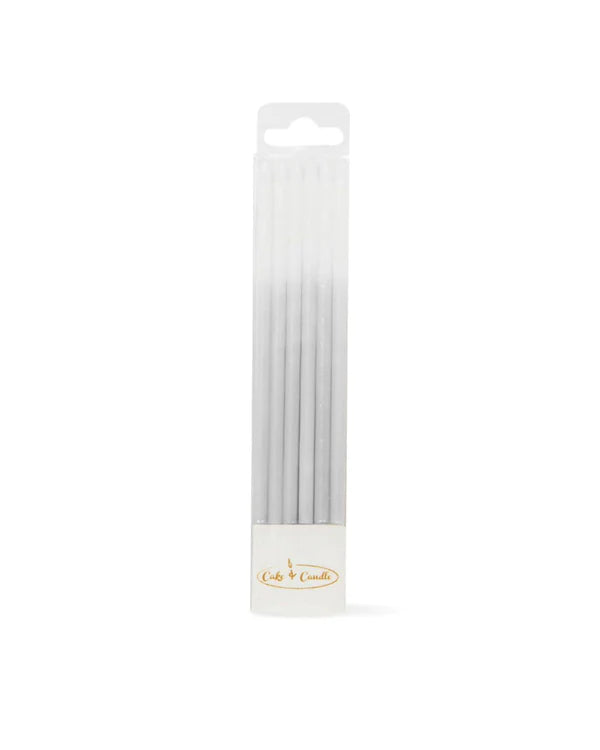 TALL CAKE CANDLES OMBRE SILVER