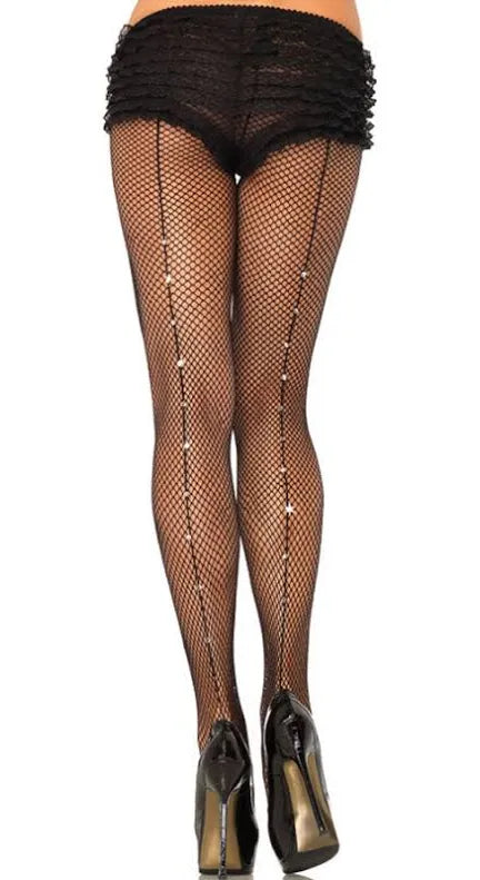 CRYSTAL SEAM FISHNET STOCKINGS