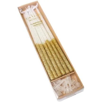 GLITTER DIPPED TALL CAKE CANDLES GOLD
