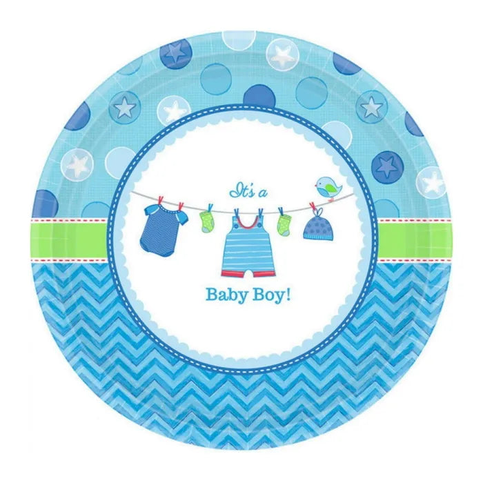 SHOWER WITH LOVE BOY SMALL PAPER PLATES (PACK OF 8)