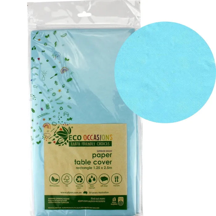 LIGHT BLUE ECO BIODEGRADABLE PAPER TABLECLOTH