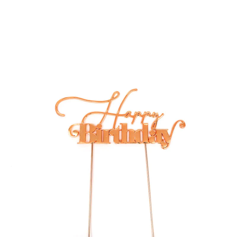 HAPPY BIRTHDAY ROSE GOLD CAKE TOPPER