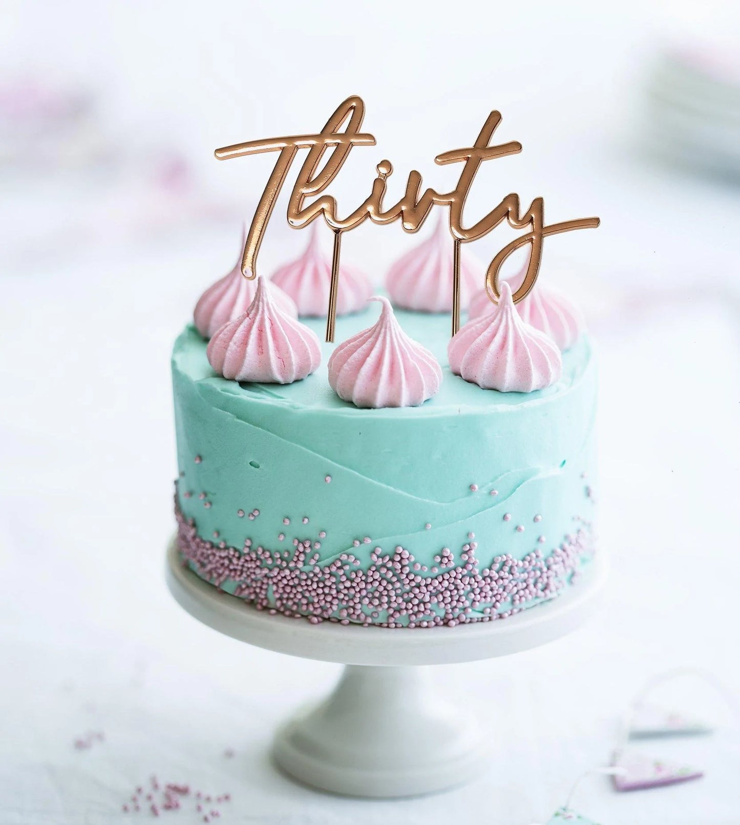 THIRTY ROSE GOLD METAL CAKE TOPPER