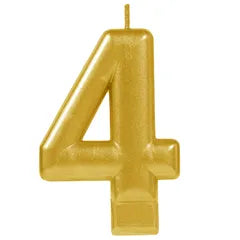 METALLIC GOLD NUMBER 4 CANDLE