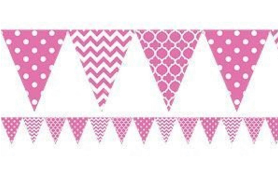 PINK & WHITE PENNANT BANNER