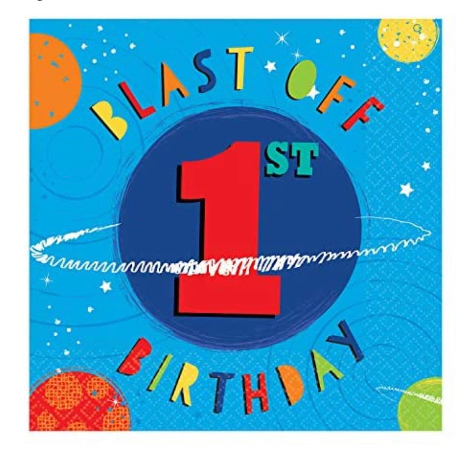 Blast off 1st Birthday Luncheon Napkins