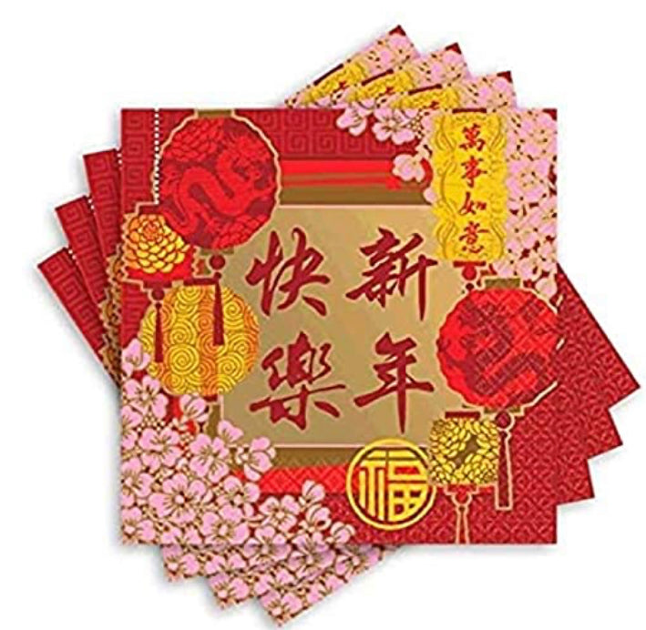 CHINESE NEW YEAR BLESSING BEVERAGE NAPKINS (PACK OF 16)