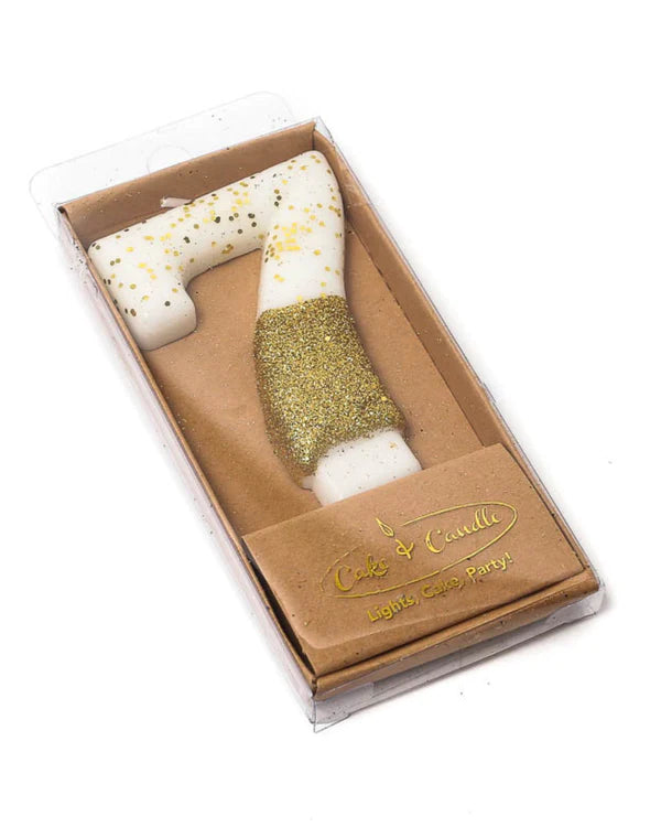 GOLD GLITTER DIPPED CANDLE NUMBER 7