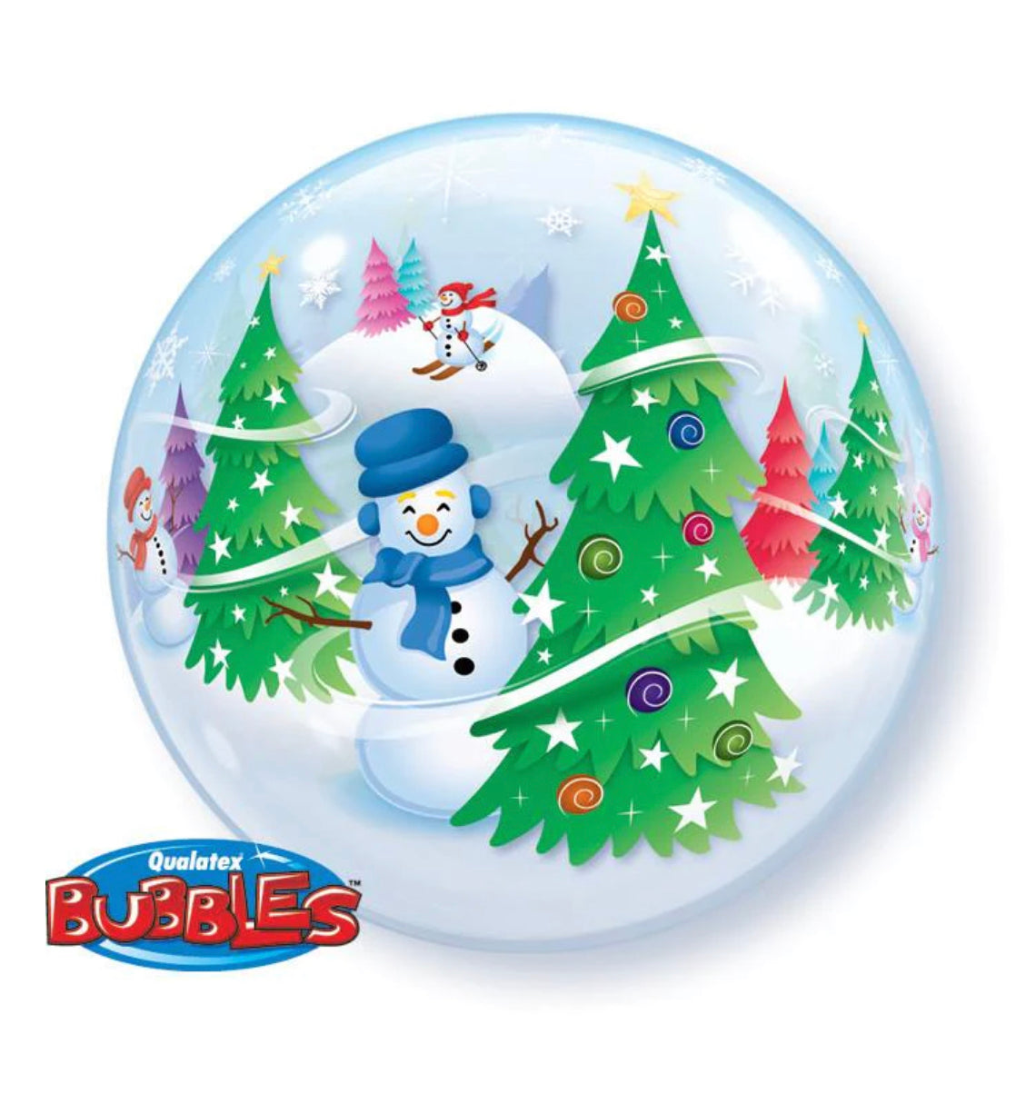 FESTIVE TREES & SNOWMAN BUBBLE BALLOON