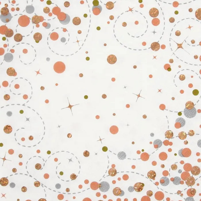 SPARKLING FIZZ ROSE GOLD LARGE NAPKINS / SERVIETTES (PACK OF 16)