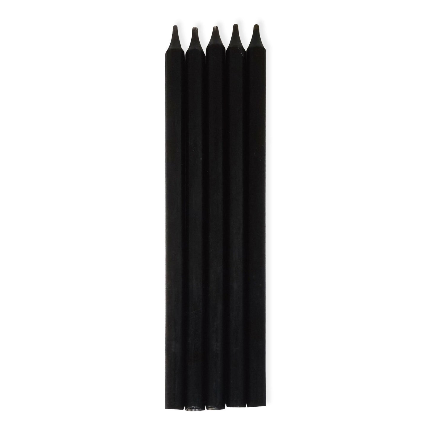 BLACK TAPERED BIRTHDAY CANDLES 13CM (PACK OF 12)