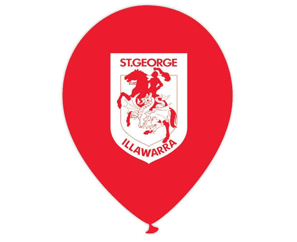 St George Dragons Printed Balloons 28cm (10 Pack)