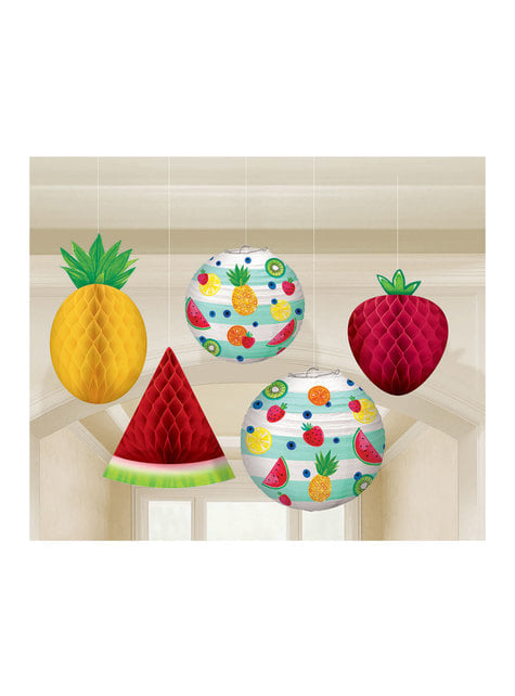 5 hanging tutti fruti decoration set