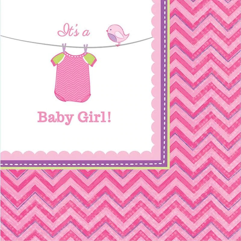 SHOWER WITH LOVE GIRL BEVERAGE NAPKINS 16PCS