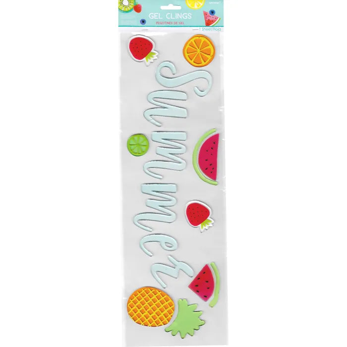 SUMMER LUAU FRUIT GEL WINDOW CLINGS