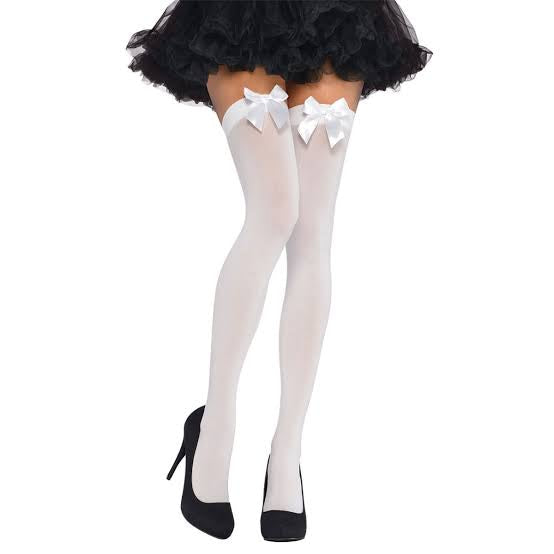 ADULTS SATIN BOW THIGH HIGHS