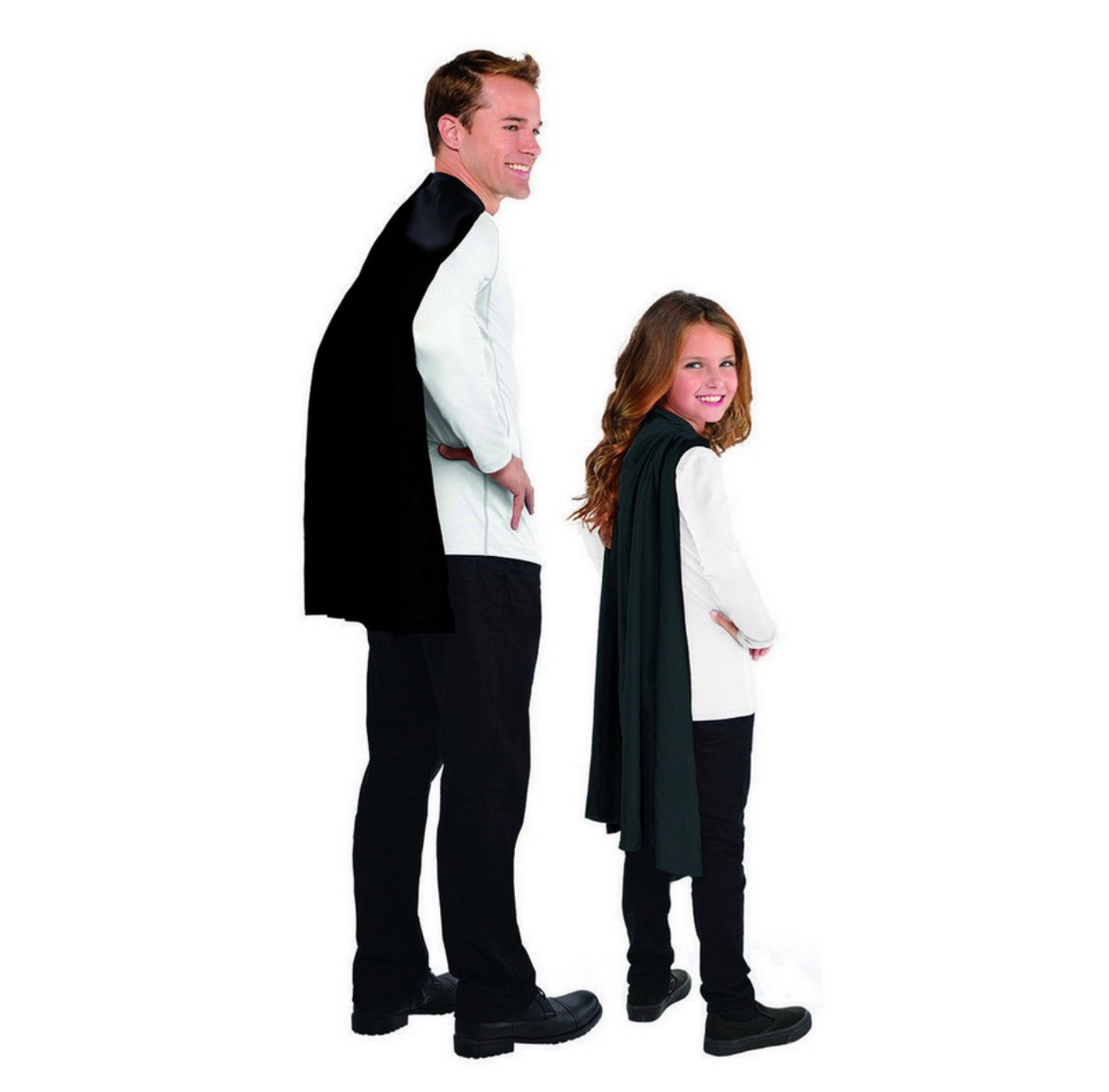 BLACK SUPER HERO CAPE - FITS KIDS & ADULTS