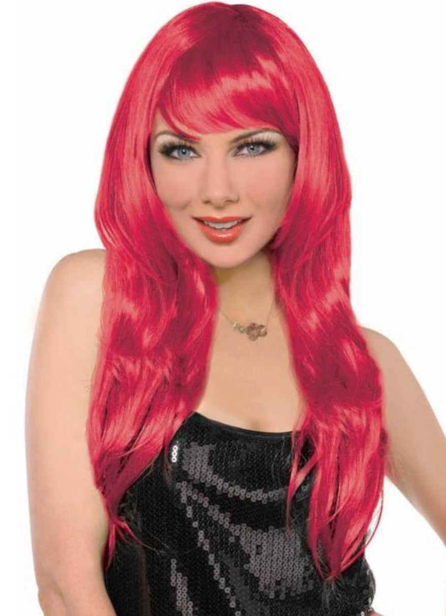 Red glamourous wig