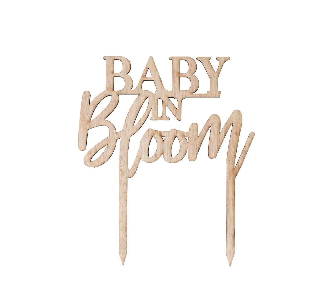 WOODEN BABY IN BLOOM CAKE TOPPER