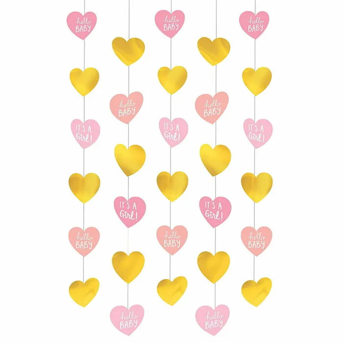 BABY SHOWER GIRL STRING DECORATIONS (PACK OF 6)