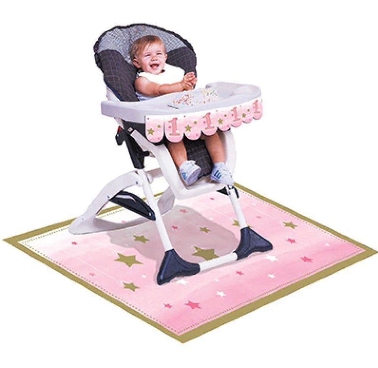 ONE LITTLE STAR PINK 1ST BIRTHDAY HIGHCHAIR KIT