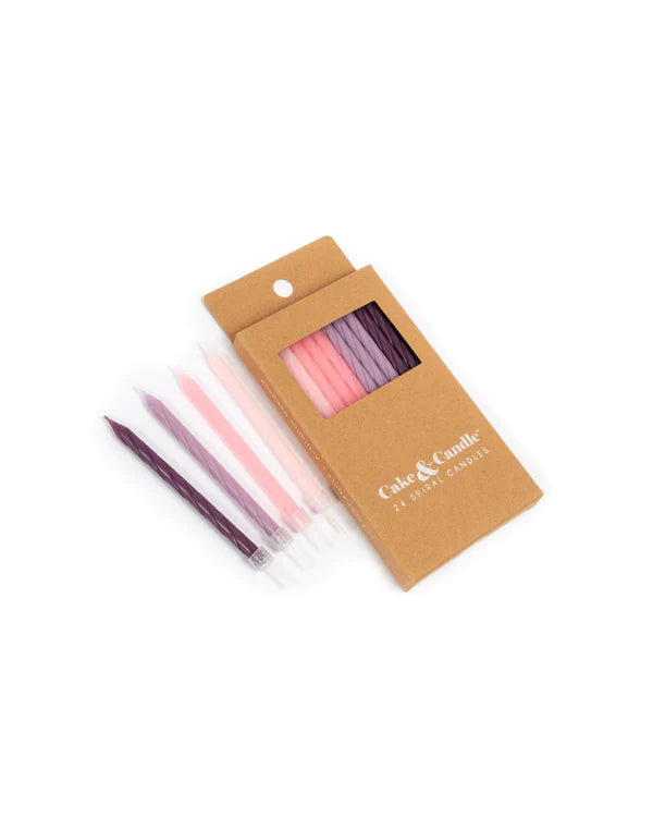 TALL SPIRAL CAKE CANDLES PINK TO PURPLE