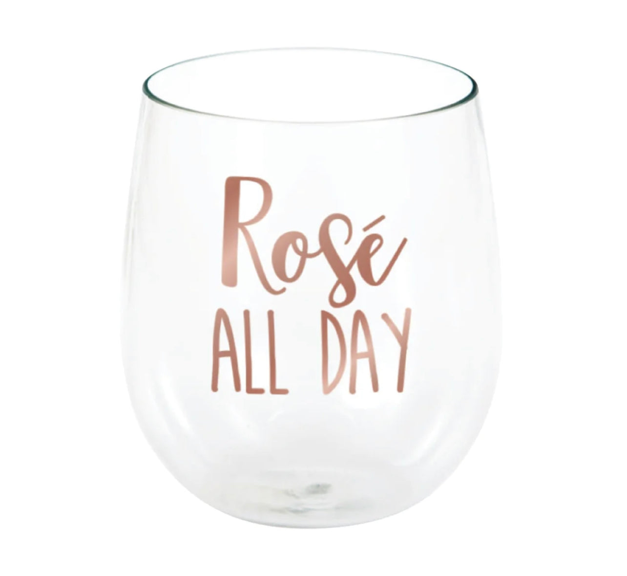 ROSE ALL DAY STEMLESS PLASTIC WINE GLASS