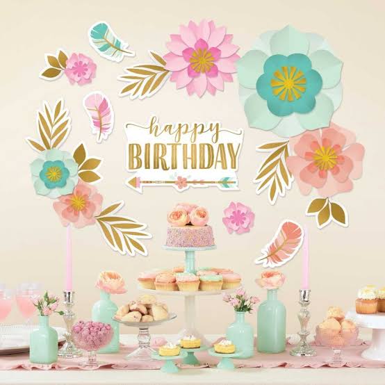 BOHO BIRTHDAY GIRL PAPER FLOWER DECORATIONS