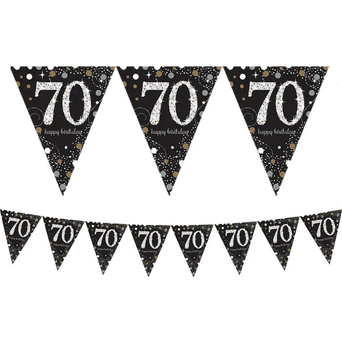 SPARKLING CELEBRATION 70TH BIRTHDAY FLAG BANNER