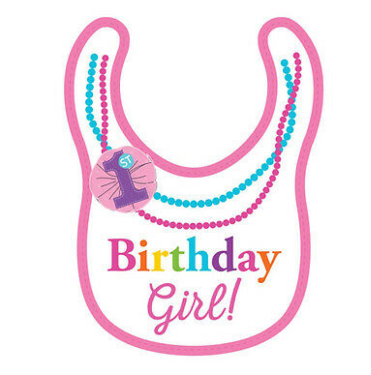 1st Birthday Girl Rainbow Necklace Bib