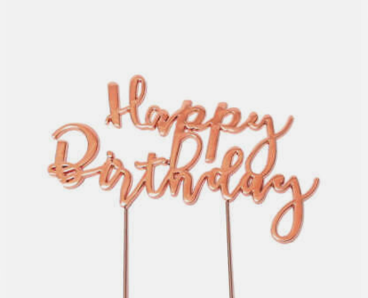 HAPPY BIRTHDAY ROSE GOLD METAL CAKE TOPPER