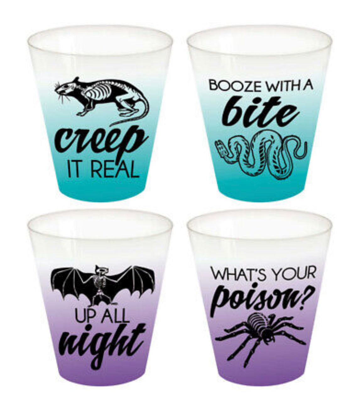 MIDNIGHT MAYHEM Plastic Shot Glasses Pack of 4 Party Supplies Tableware