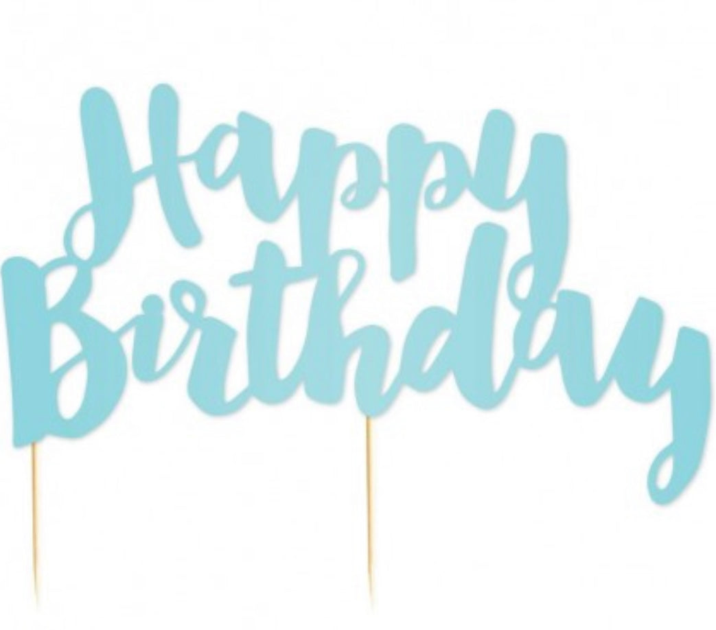 HAPPY BIRTHDAY BLUE CAKE TOPPER