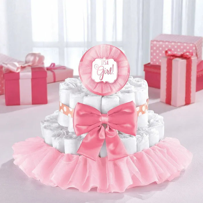 BABY SHOWER IT'S A GIRL NAPPY CAKE DECORATING KIT