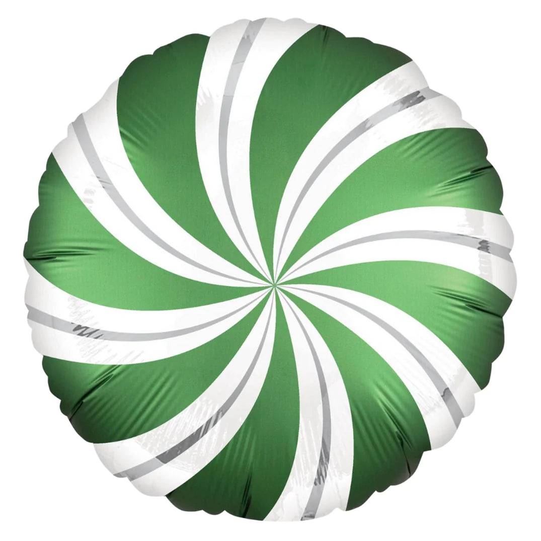 GREEN CANDY STRIPE SWIRL BALLOON