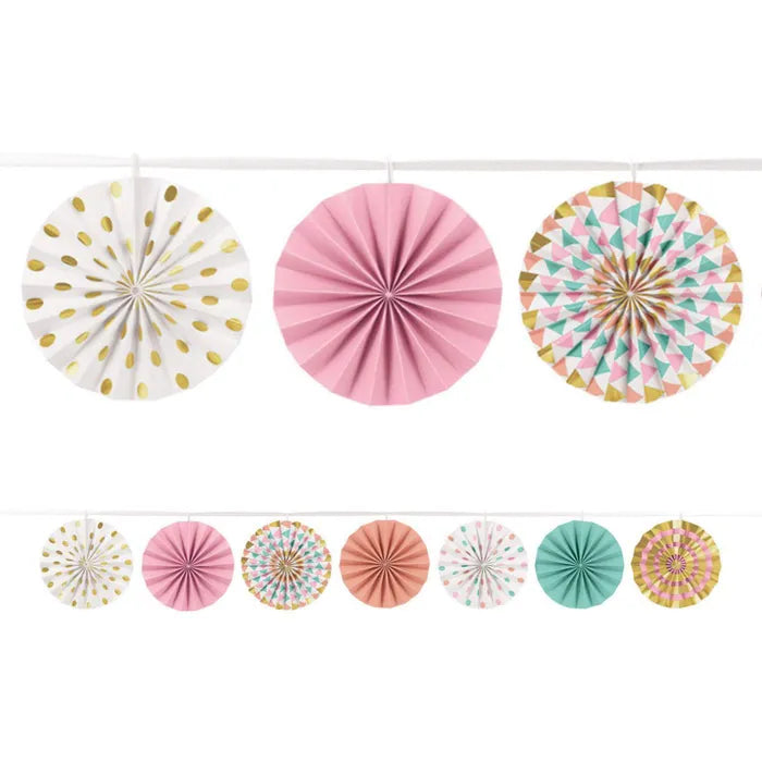 PASTEL DOT AND CHEVRON PAPER FAN GARLAND